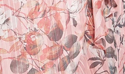 Shop Guess New Juna Metallic Floral Print Wrap Dress In Pink