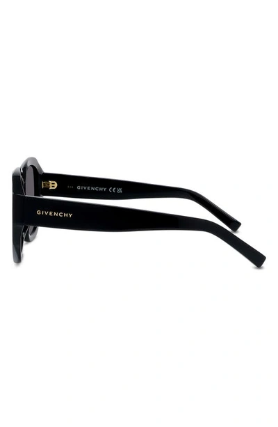 Shop Givenchy Gv Day 55mm Round Sunglasses In Shiny Black / Smoke