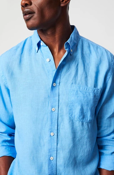 Shop Billy Reid Tuscumbia Standard Fit Linen Button-down Shirt In French Blue
