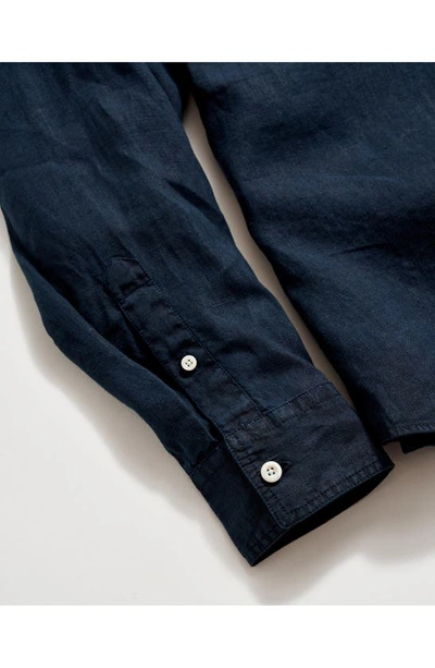Shop Billy Reid Tuscumbia Standard Fit Linen Button-down Shirt In Carbon Blue