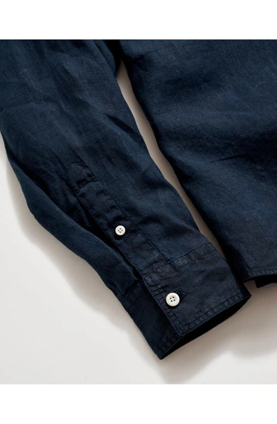 Billy Reid Tuscumbia Linen Shirt Button Down In Carbon Blue