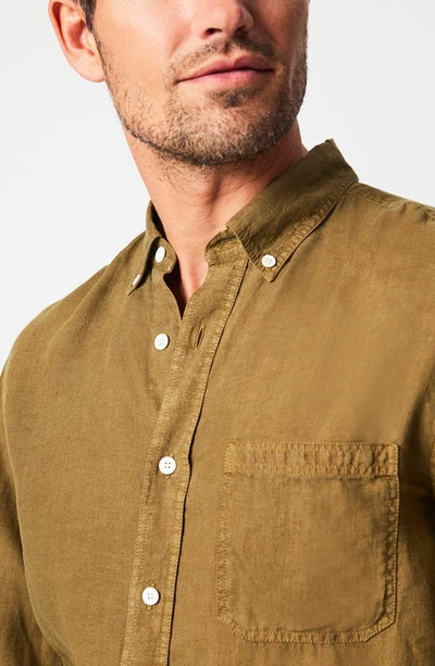 Shop Billy Reid Tuscumbia Standard Fit Linen Button-down Shirt In Olive