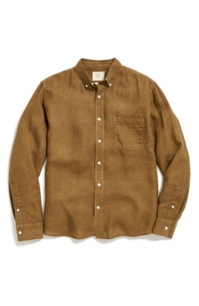 Billy Reid Tuscumbia Linen Shirt Button Down In Olive