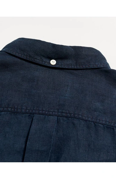 Billy Reid Tuscumbia Linen Shirt Button Down In Carbon Blue