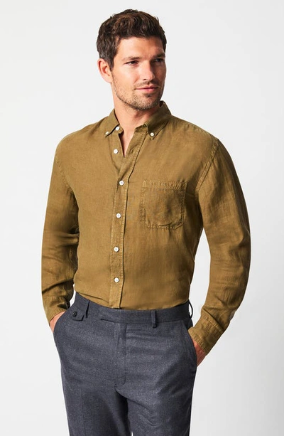 Shop Billy Reid Tuscumbia Standard Fit Linen Button-down Shirt In Olive