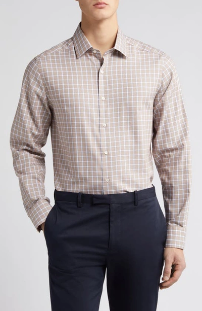 Shop Scott Barber Dobby Check Button-up Shirt In Fossil