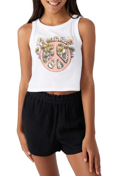Shop O'neill Kids' Peace Flower Cotton Graphic Crop Tank In White