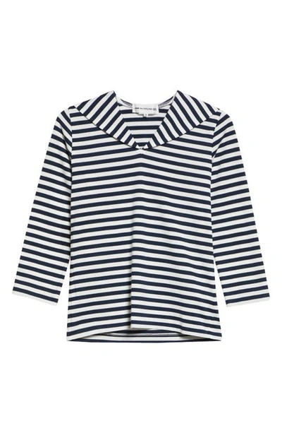 Shop Comme Des Garcons Girl Stripe Sailor Collar Jersey Top In Navy/ White