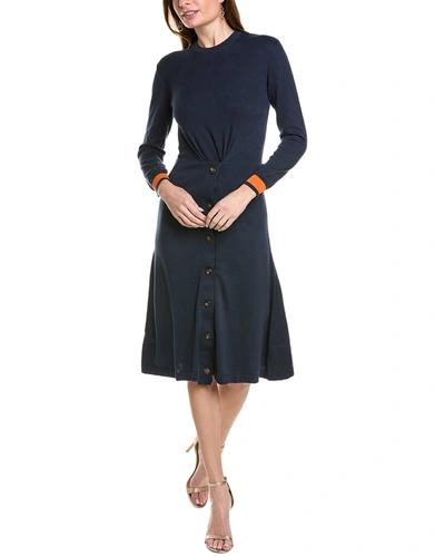 Shop Cedric Charlier Button Front Cashmere-blend Sweaterdress In Blue