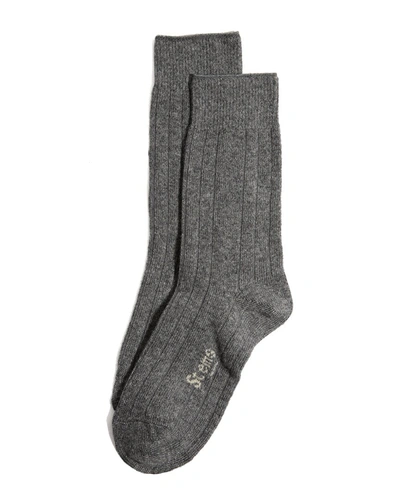 Shop Stems Lux Cashmere & Wool-blend Crew Sock Gift Box In Grey