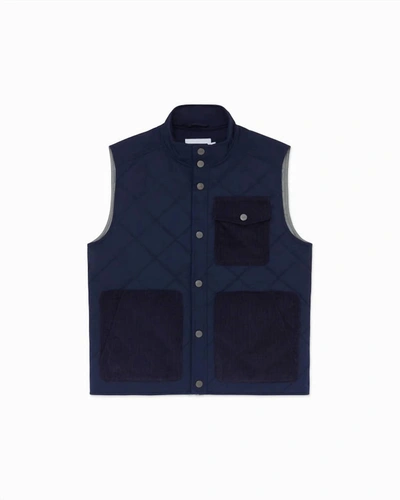 Onia Men's Quilted Twill Vest In Deep Navy In Blue