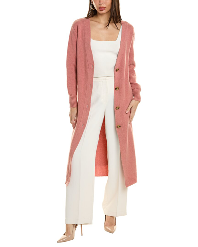 Shop Oscar De La Renta Wool Long Cardigan In Pink