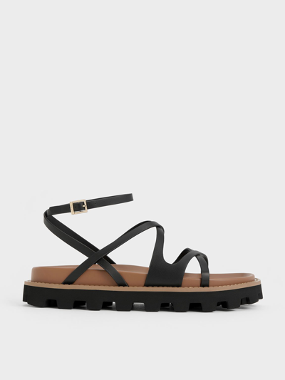 Shop Charles & Keith - Crossover Ankle-strap Sandals In Black