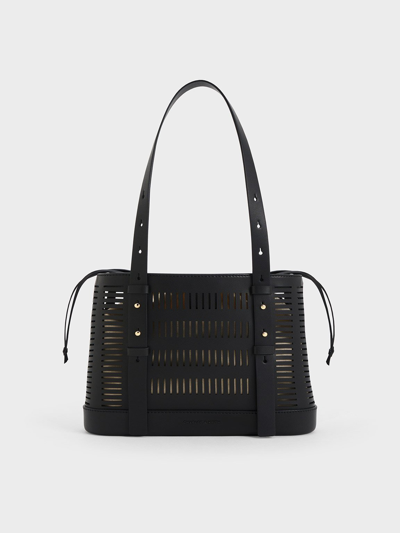 Shop Charles & Keith - Delphi Cut-out Bucket Bag In Black