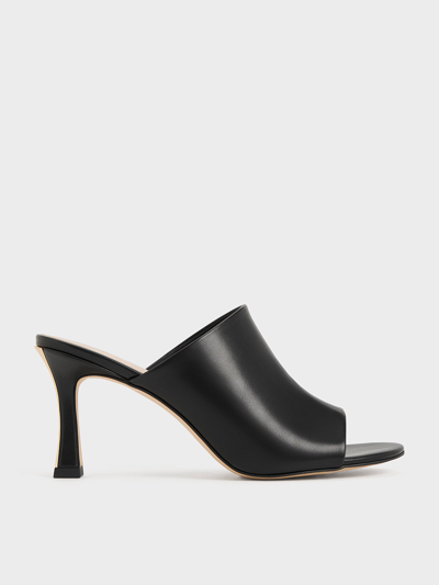 Shop Charles & Keith Round-toe Heeled Mules In Black