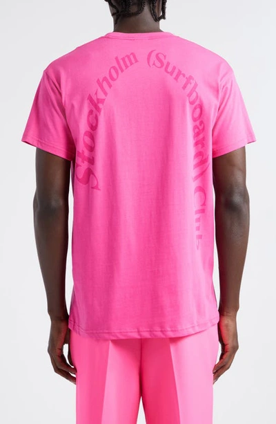 Shop Stockholm Surfboard Club Alko Back Logo Graphic T-shirt In Pink