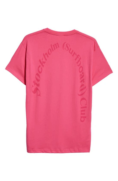 Shop Stockholm Surfboard Club Alko Back Logo Graphic T-shirt In Pink