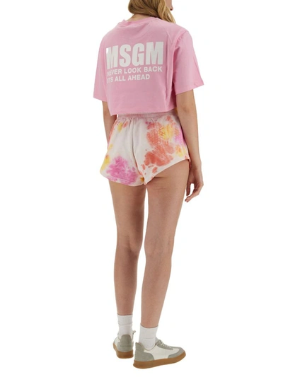 Shop Msgm Cropped T-shirt In Pink