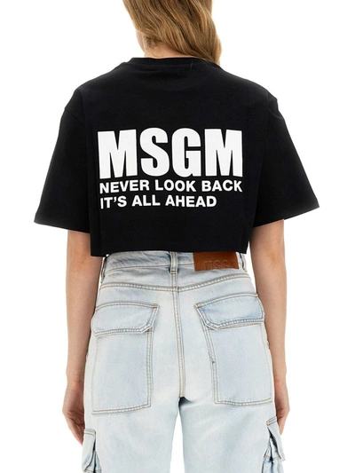 Shop Msgm Cropped T-shirt In Black