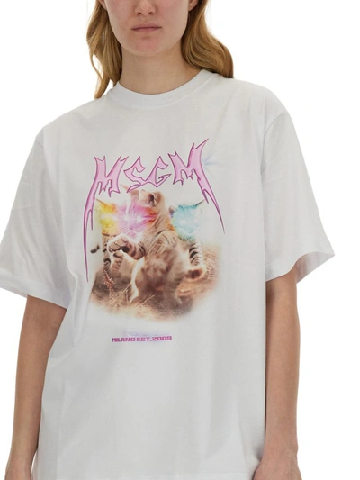 Shop Msgm T-shirt With Print In White