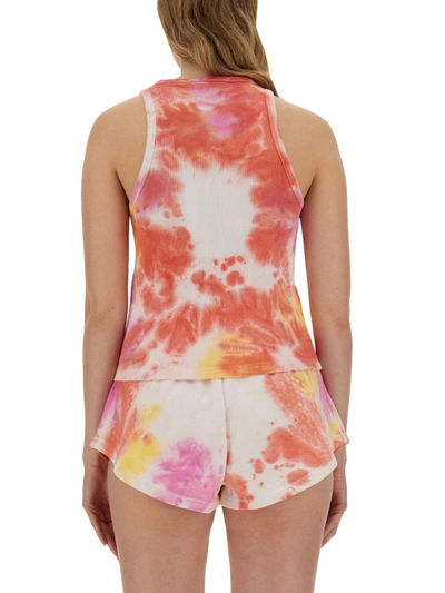 Msgm Tie-dye Sleeveless Drawstring Top In Multicolour