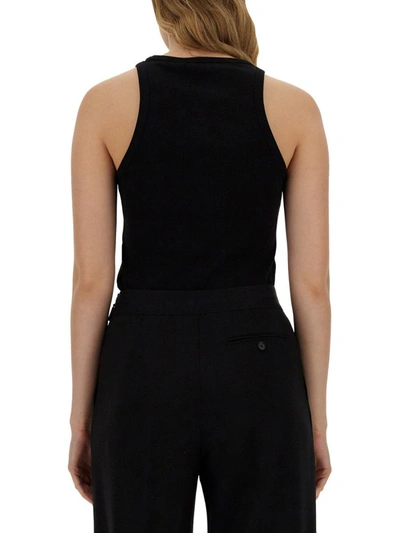 Shop Msgm Tops With Logo In Black