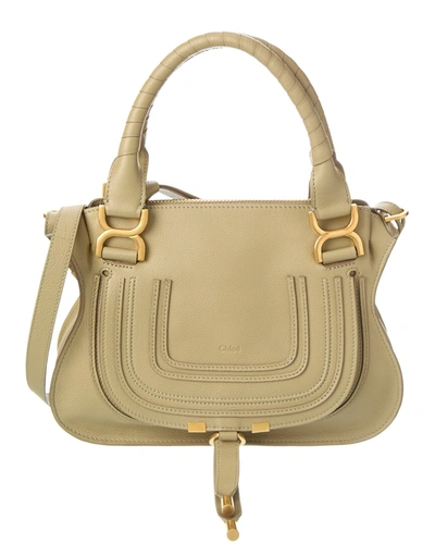 Shop Chloé Marcie Small Leather Satchel In Green