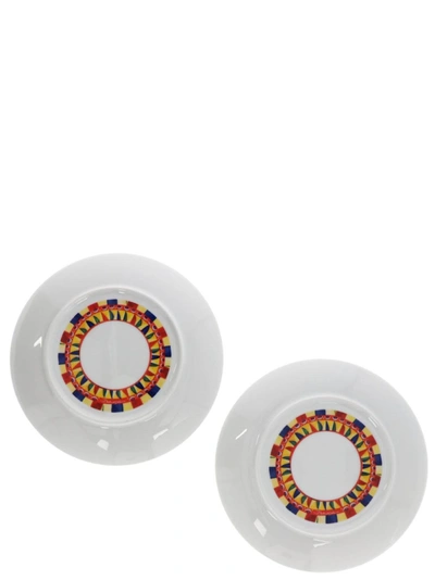 Shop Dolce & Gabbana Set Of 2 Porcelain Plates Multicolor