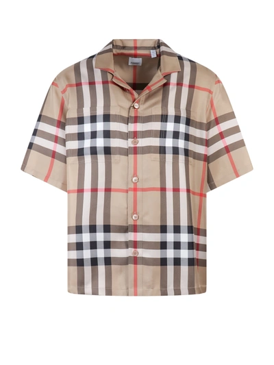 Shop Burberry Silk Shirt With Iconic Check