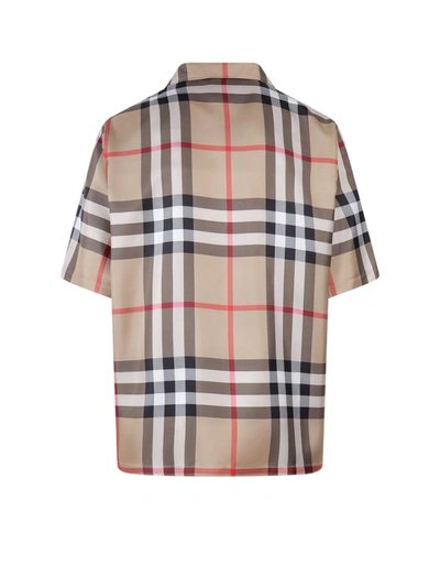Shop Burberry Silk Shirt With Iconic Check