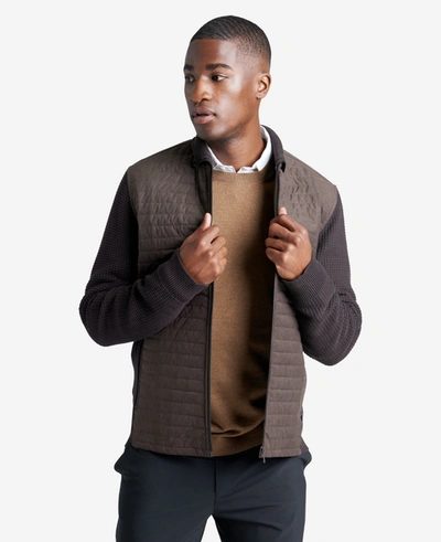 Shop Kenneth Cole Quilted Waffle-knit Zip Sweater In Black