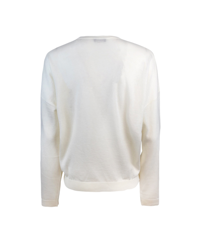 Shop Liu •jo Cashmere Blend Crew Neck Sweater In X0256star White