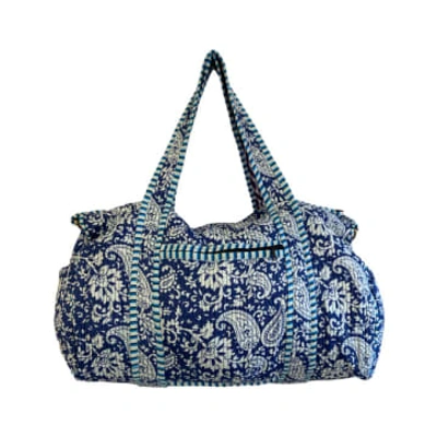 Shop Behotribe  &  Nekewlam Duffle Bag Block Print Blue Floral