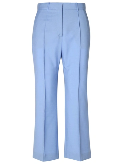 Shop Lanvin Light Blue Virgin Wool Trousers