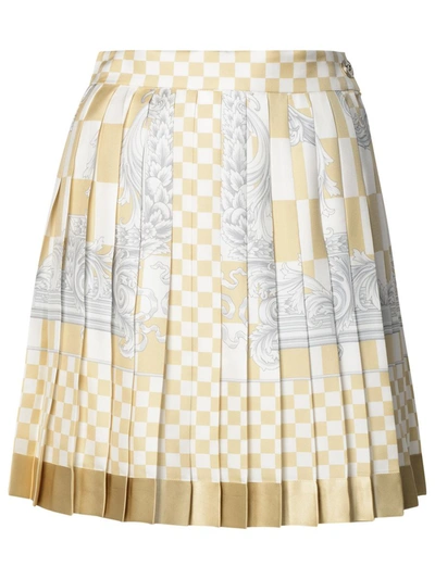 Shop Versace 'baroque' Beige Silk Skirt