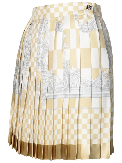 Shop Versace 'baroque' Beige Silk Skirt