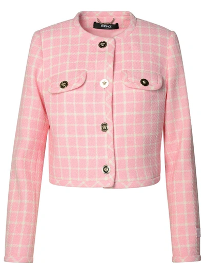 Shop Versace Virgin Wool Blend Jacket In Pink