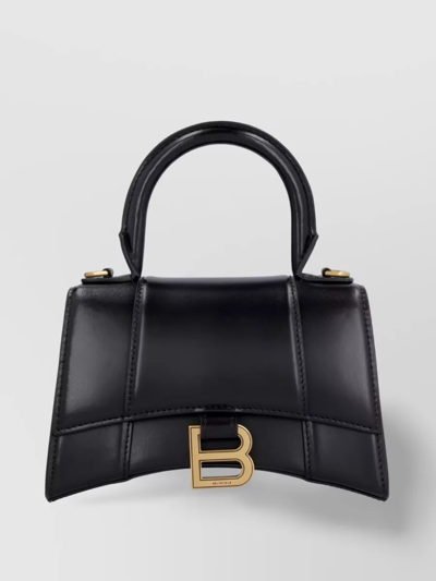 Balenciaga Hourglass Xs Curved Base Bag In Black