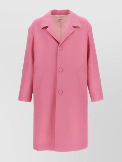Shop Ami Alexandre Mattiussi Sophisticated Wool Blend Coat In Pink