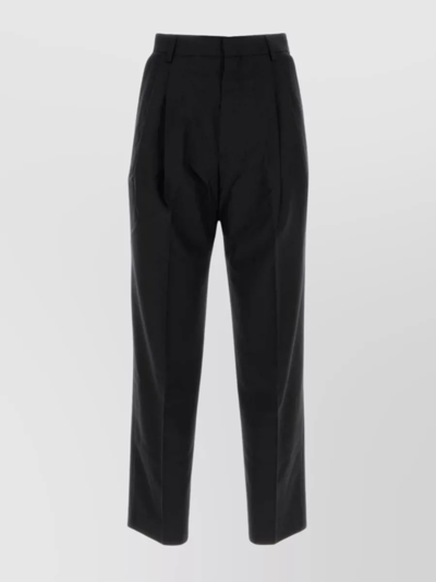 Shop Dries Van Noten Cotton Pleated Cropped Pant In Black