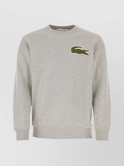 Shop Comme Des Garçons Cotton Piquet Crew-neck Sweatshirt With Logoed Patch In Grey