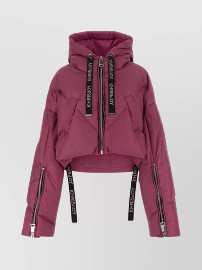 Shop Khrisjoy Short Puff Down Jacket With Elasticated Hem And Hood In Pink