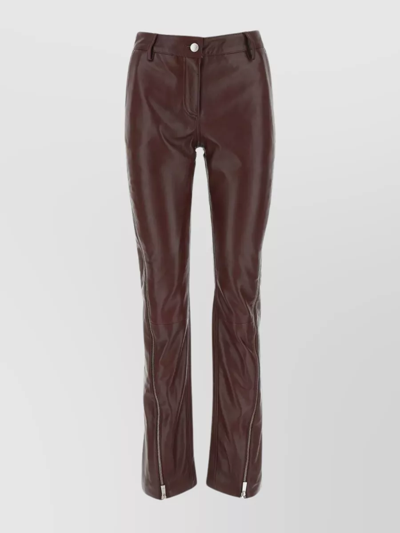 Shop Remain Leather Straight Leg Pant In Burgundy