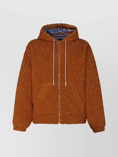 Shop Marni Logo Cord Hooded Jacket In Brown
