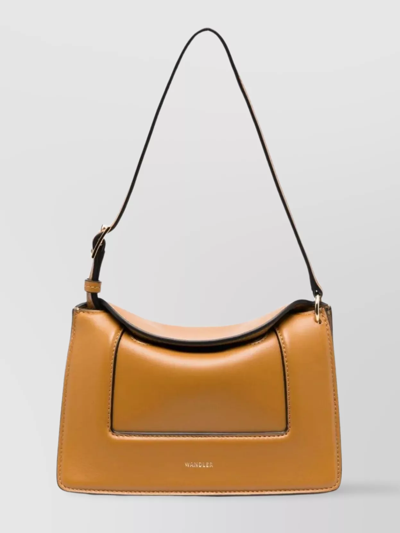 Shop Wandler Micro Leather Crossbody With Contrast Stitching In Brown