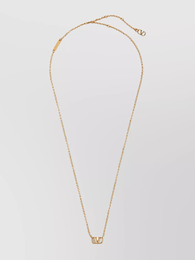 Shop Valentino Palladium And Gold Chain Link Necklace In Beige