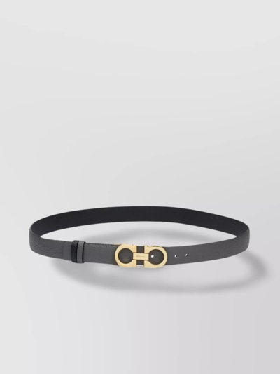 Shop Ferragamo Adjustable Reversible Calf Leather Belt In Black