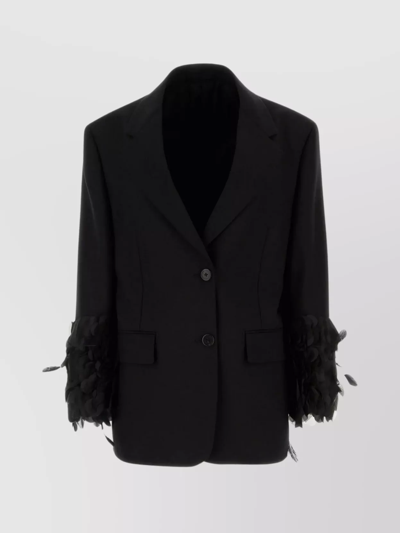 Shop Prada Tailored Wool Blazer With Back Slit In Black