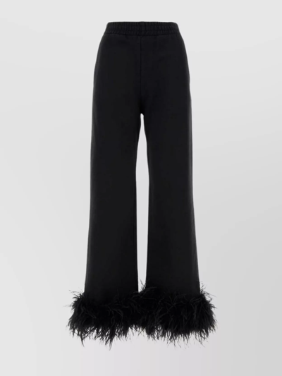 Shop Prada Cotton Joggers With Elastic Waistband And Wide Leg In Black