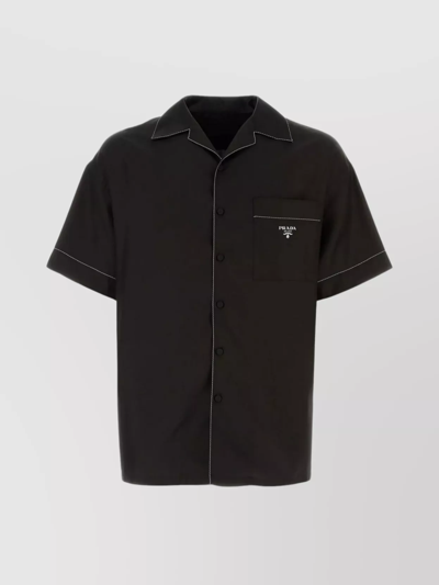 Shop Prada Slit Hemline Silk Shirt In Black